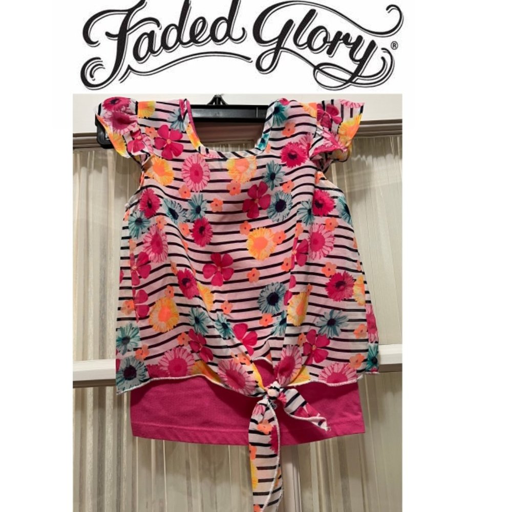 Faded Glory 2-piece layered top and tank. Girls' size 4/5 (XS)